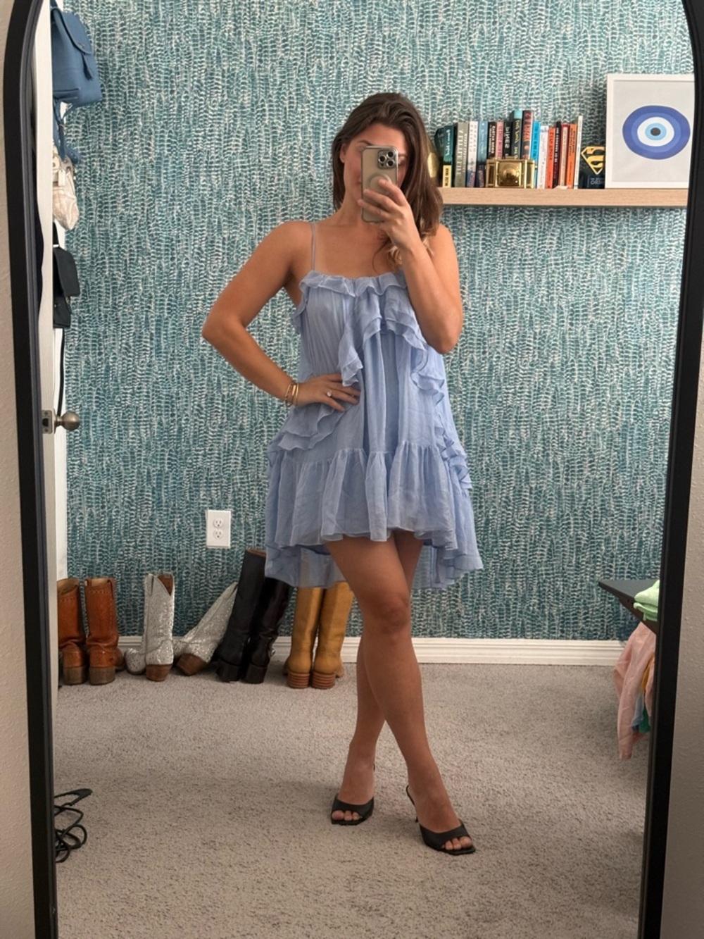 Anthropologie Tiered Ruffle Silk Mini Dress size Small